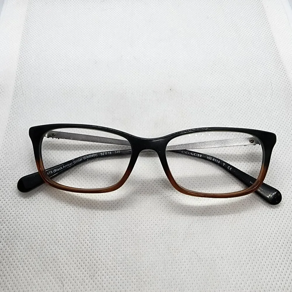 Coach Black Amber Glitter Gradient Prescription Glasses Frames